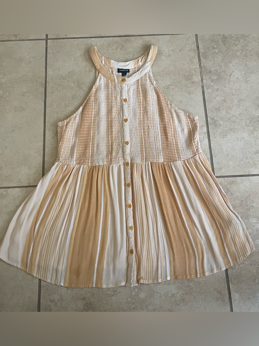 Torrid Cream Top with Mustard Trim